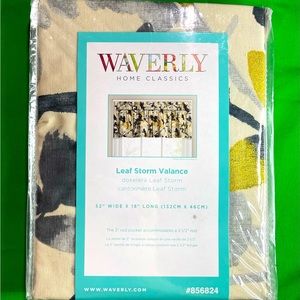 New Waverly Home Classics Leaf Storm Pleat Valance 52" x 18" Gray Gold Beige